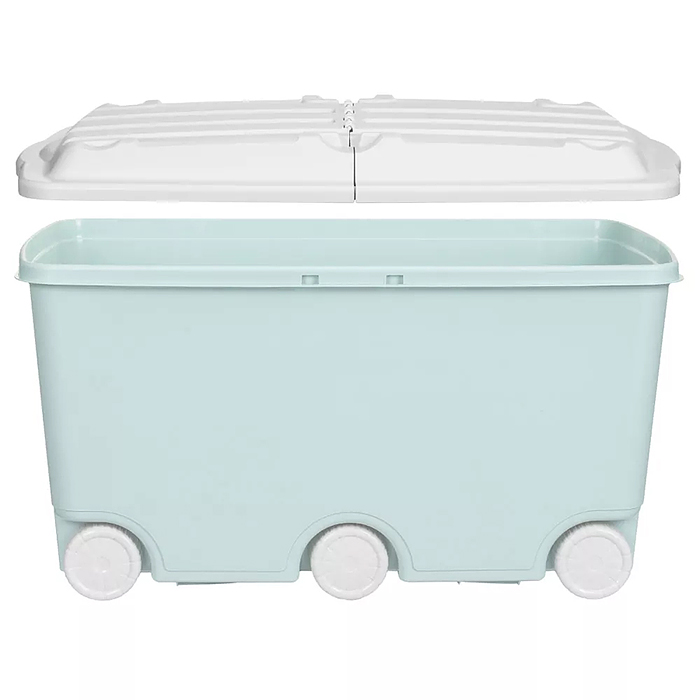 Фото к товару Ящик для игрушек на колесах 685х395х385мм, 66,5л (Светло-голубой) Ящик для игрушек на колесах 685х395х385мм, 66,5л (Светло-голубой)