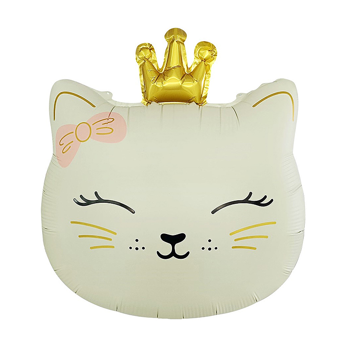 Шар (24''/61 см) Фигура, Кошечка Принцесса, Кремовый, Сатин, 1 шт. в уп.