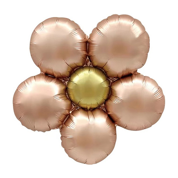 Шар (18''/46 см) Цветок, Ромашка (надув воздухом), Розовое Золото, Сатин, 1 шт. в уп.