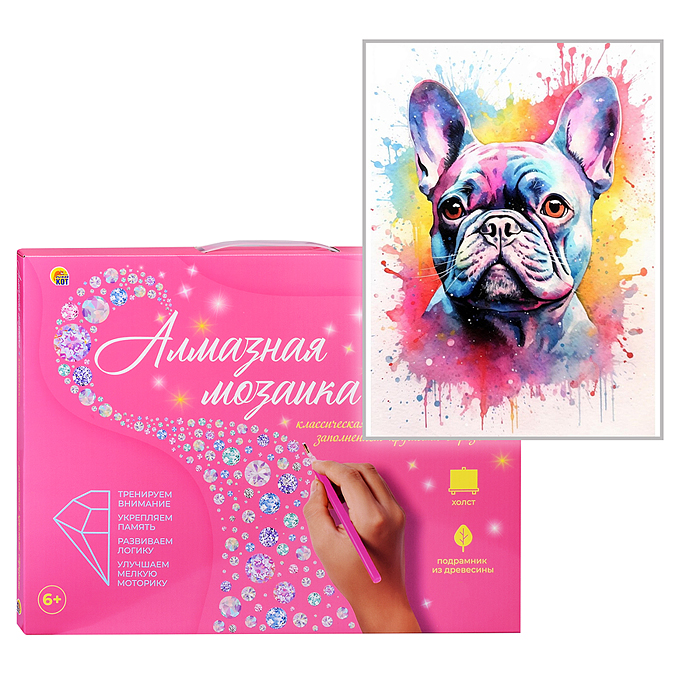Алмазная мозаика 20х30 "Цветной бульдог" на картоне, с част.заполн. (20цв) (класc.) Алмазная мозаика 20х30 "Цветной бульдог" на картоне, с част.заполн. (20цв) (класc.)