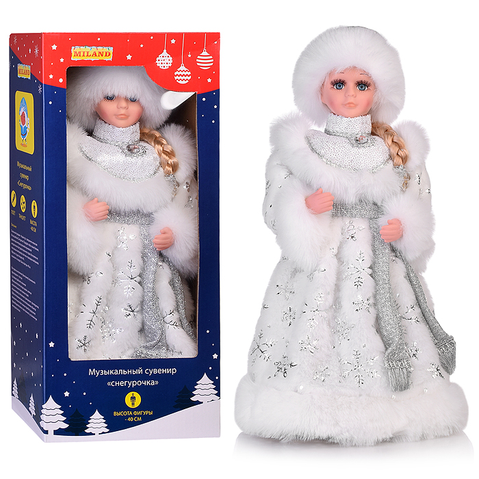 Сувенир музыкальный "Внучка деда мороза в белой шубе с поясом" с мелодией, 40 см 