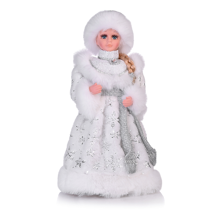 Фото к товару Сувенир музыкальный "Внучка деда мороза в белой шубе с поясом" с мелодией, 40 см Сувенир музыкальный "Внучка деда мороза в белой шубе с поясом" с мелодией, 40 см
