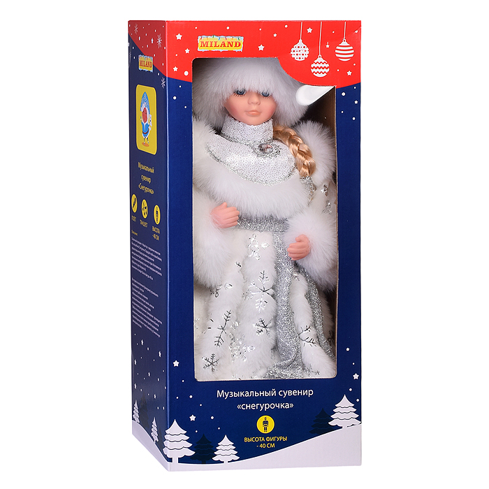Фото к товару Сувенир музыкальный "Внучка деда мороза в белой шубе с поясом" с мелодией, 40 см Сувенир музыкальный "Внучка деда мороза в белой шубе с поясом" с мелодией, 40 см