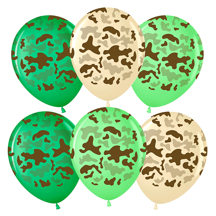 Шар (12''/30 см) Камуфляж, Ассорти, пастель, 5 ст, 25 шт. Шар (12''/30 см) Камуфляж, Ассорти, пастель, 5 ст, 25 шт.