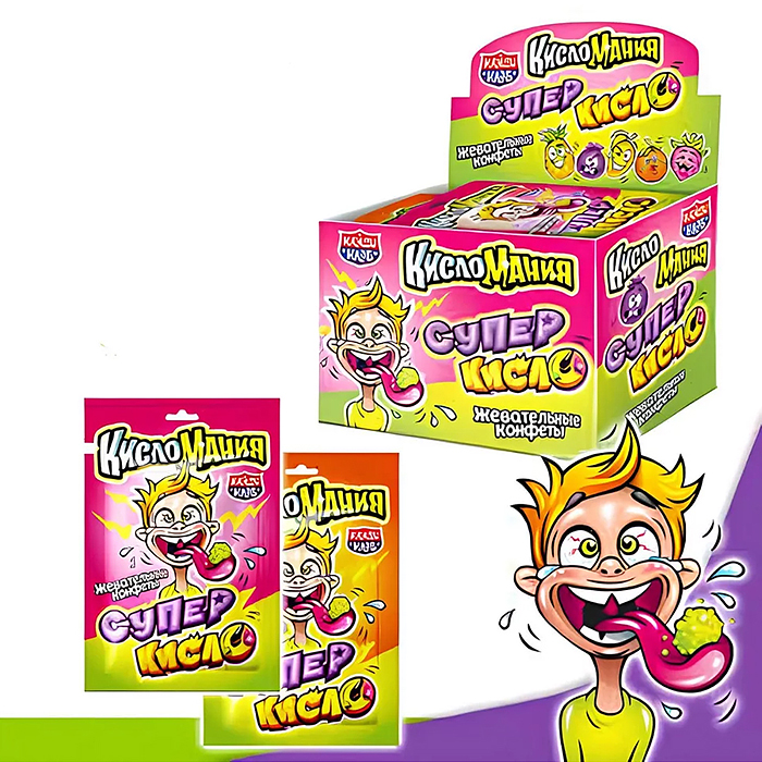 Жевательные конфеты "Кисломания Супер Кисло" 13г*30шт Жевательные конфеты "Кисломания Супер Кисло" 13г*30шт