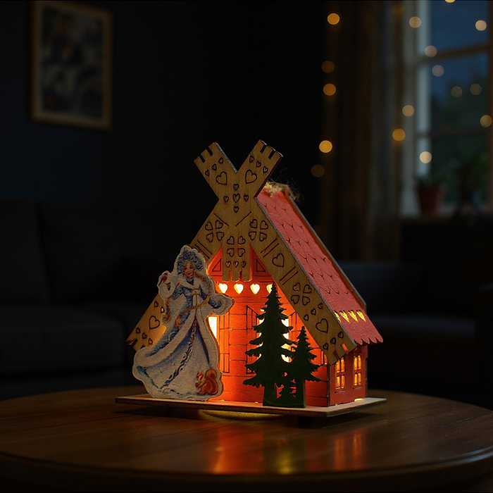 Фото к товару Новогоднее украшение S2395 "Домик со светом. Снегурочка" в пакете Новогоднее украшение S2395 "Домик со светом. Снегурочка" в пакете