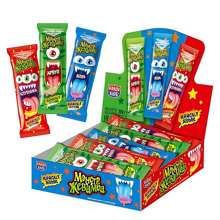 Жевательная конфета "Монстр Жевамба" ассорти 8гр (48шт)
