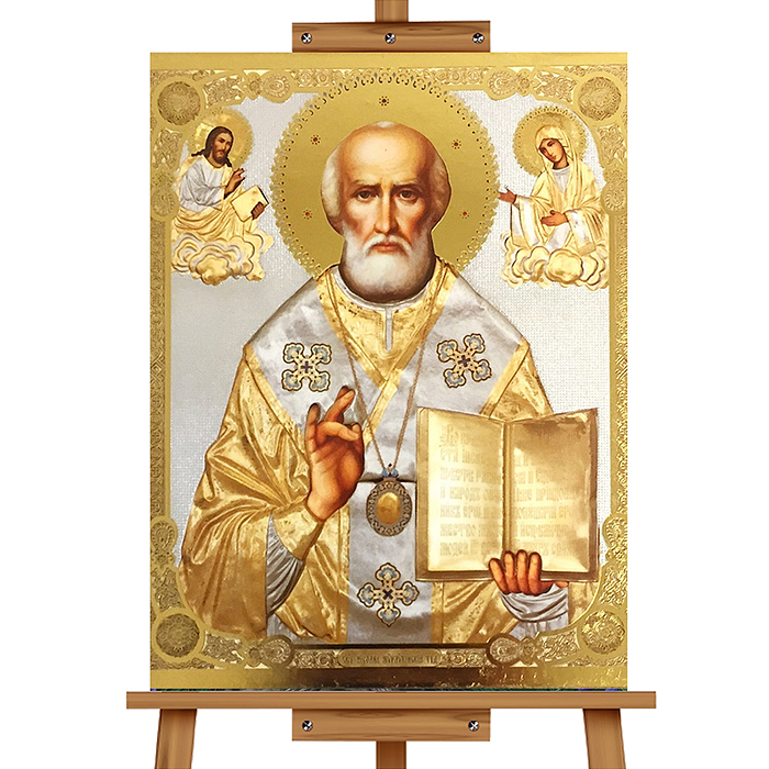 Фото к товару Мозаика алмазная MKA4030-54 "Николай Чудотворец" 30*40см. Мозаика алмазная MKA4030-54 "Николай Чудотворец" 30*40см.