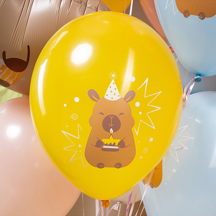 Шар (12''/30 см) Капибары, С Днем Рождения!, Ассорти, пастель, 2 ст, 25 шт.