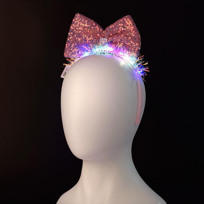 Ободок карнавальный S2319 "Бант" светящийся, в пакете