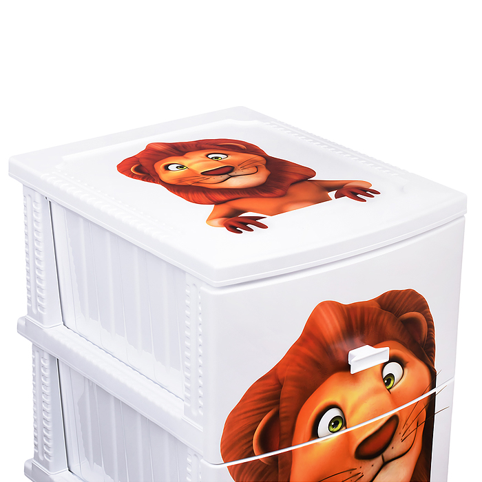 Комод "Декор" "Лев" (монорисунок) 4 секции белый