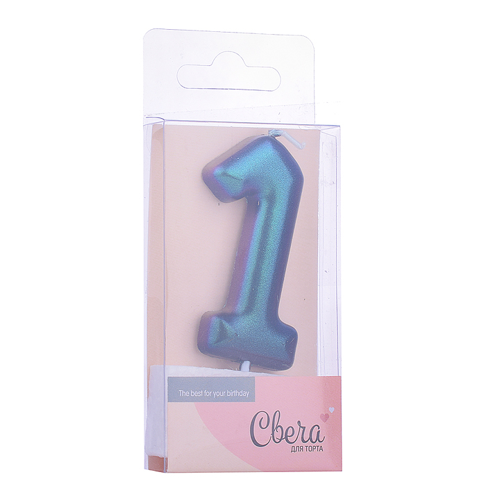Свеча Цифра, 1, Фантом, Хамелеон, 4*6 + 2,5 см, 1 шт. с держат.