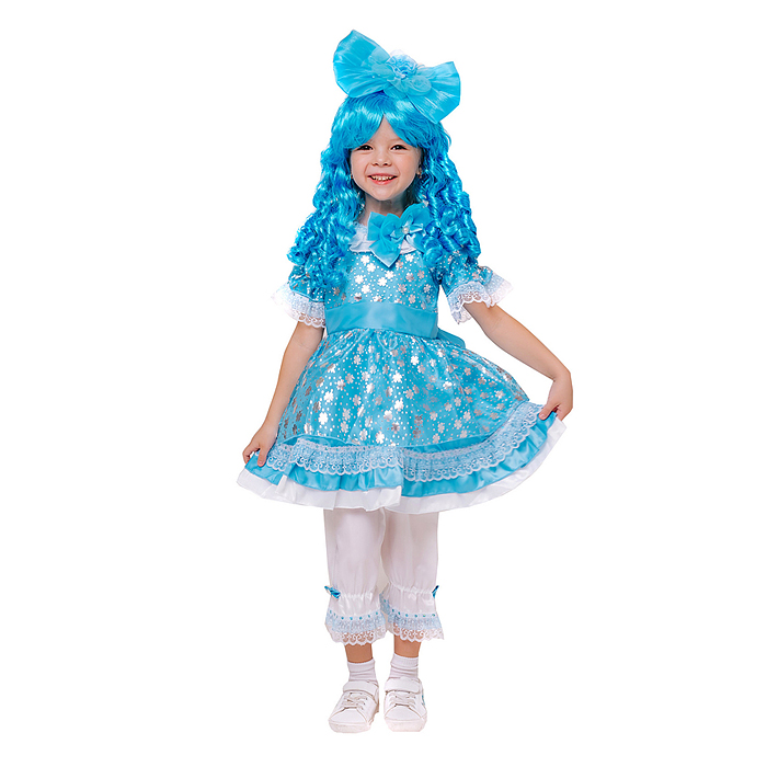 Костюм "Кукла Мальвина" (платье, парик, панталоны, обруч) размер 128-64 Костюм "Кукла Мальвина" (платье, парик, панталоны, обруч) размер 128-64