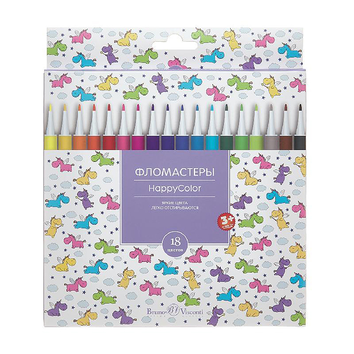 Фломастеры 18 цв. "Happycolor" 2 вида Фломастеры 18 цв. "Happycolor" 2 вида