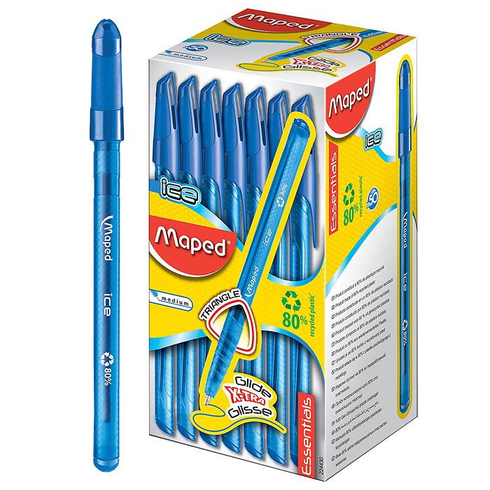 Ручка шариковая масляная "Green Ice", корпус прозр, трехгран, 0,6мм, синяя