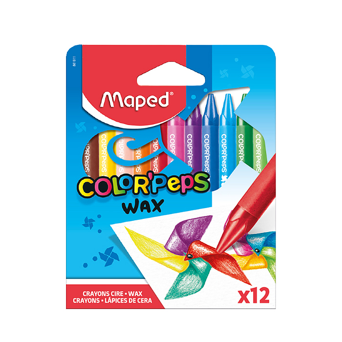Мелки восковые12 цв. "Color'peps Wax" трехгранные, карт.упак,европодвес Мелки восковые12 цв. "Color'peps Wax" трехгранные, карт.упак,европодвес