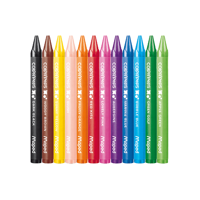 Фото к товару Мелки восковые12 цв. "Color'peps Wax" трехгранные, карт.упак,европодвес Мелки восковые12 цв. "Color'peps Wax" трехгранные, карт.упак,европодвес