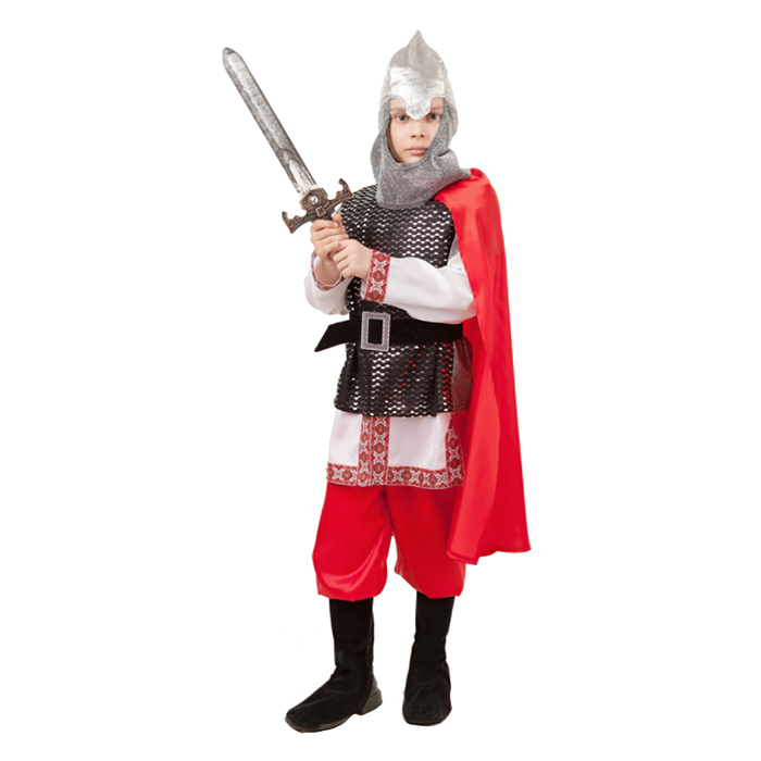 Костюм "Богатырь" (кольчуга, рубаха, шлем, брюки, плащ, меч) размер 116-30 Костюм "Богатырь" (кольчуга, рубаха, шлем, брюки, плащ, меч) размер 116-30