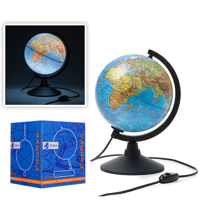 Глобус Земли физический 210мм с подсветкой Классик Глобус Земли физический 210мм с подсветкой Классик