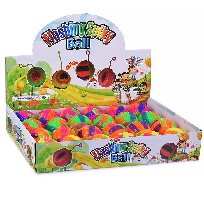 Фото к товару Мяч-ежик 00-1173 "Цветные полоски" со светом, (6,5см) в коробке Мяч-ежик 00-1173 "Цветные полоски" со светом, (6,5см) в коробке