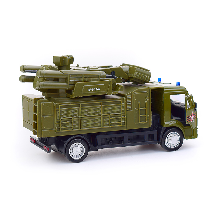 Машина металл Kamaz Армия России 15 см, (двер, подв. дет,свет-звук) инер, в коробке