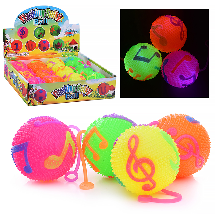 Мяч-ежик 00-1392 "Веселые нотки" со светом, (7,5 см) в коробке