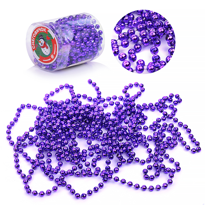 Новогоднее украшение S0972-1 "Бусы" сиреневае, 5м, в банке