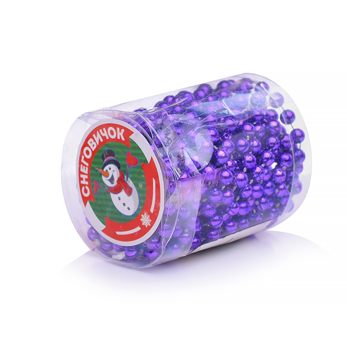 Новогоднее украшение S0972-1 "Бусы" сиреневае, 5м, в банке