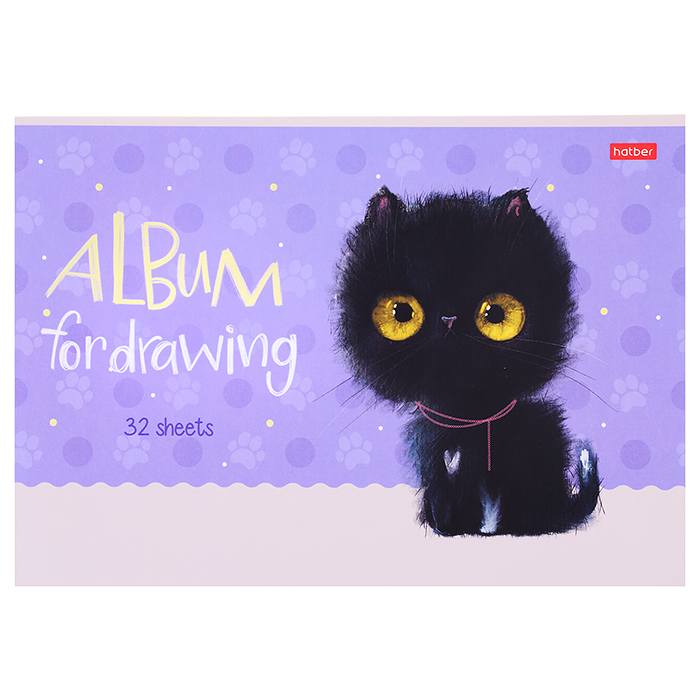 Альбом для рисования 32л. "Кошарики" А4ф, на скобе мат. ламин. 