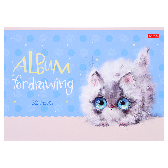 Альбом для рисования 32л. "Кошарики" А4ф, на скобе мат. ламин. 