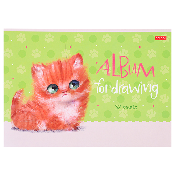 Альбом для рисования 32л. "Кошарики" А4ф, на скобе мат. ламин. 