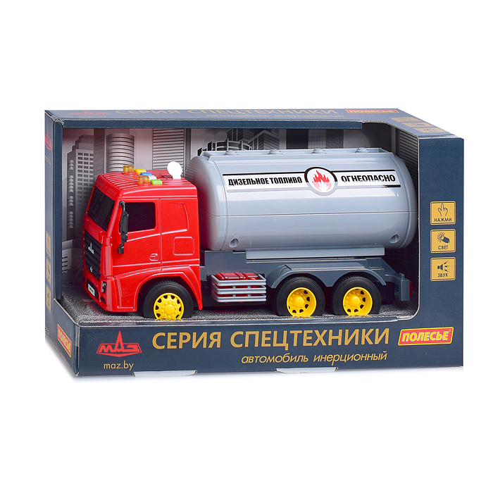 МАЗ, автомобиль с цистерной инерционный (со светом и звуком) (в коробке)