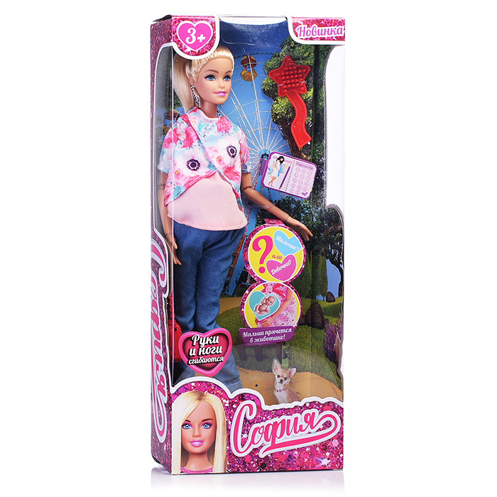 Фото к товару Кукла София беременная, 29 см (руки и ноги сгиб, аксесс,) в коробке Кукла София беременная, 29 см (руки и ноги сгиб, аксесс,) в коробке