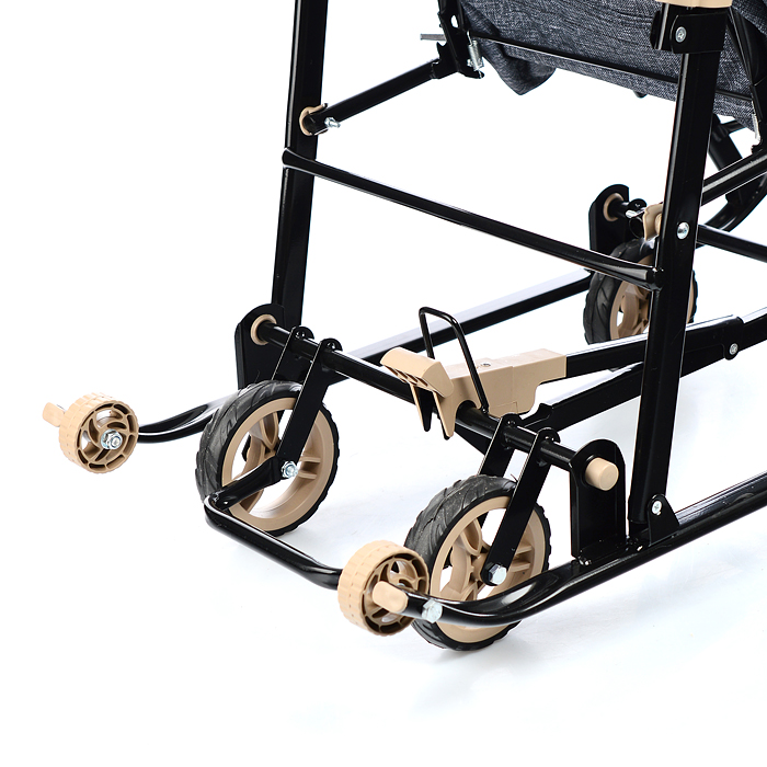 Санки-коляска "Glory gloss" (черный крупный лен) 