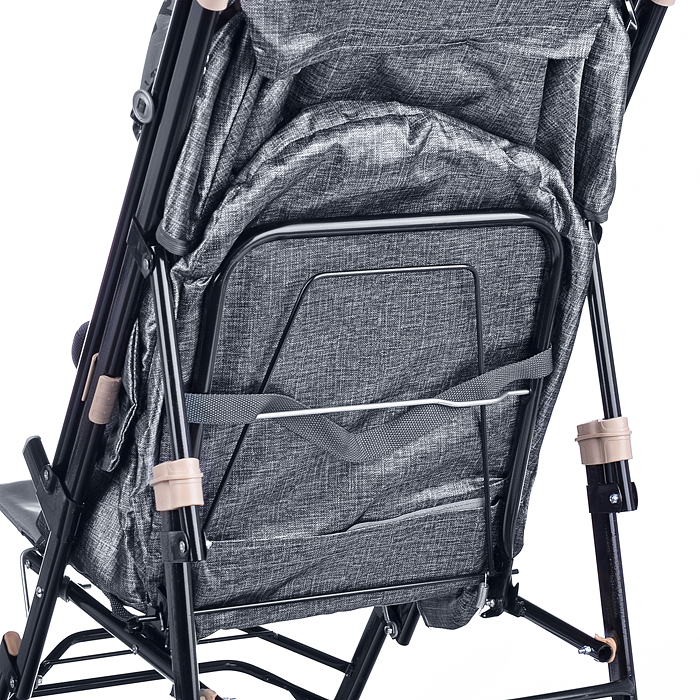 Санки-коляска "Glory gloss" (черный крупный лен) 