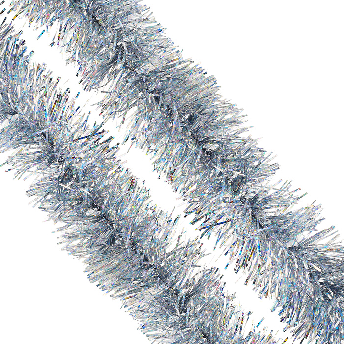 Мишура "Праздничная" голография серебро, 50мм, х 2м, 