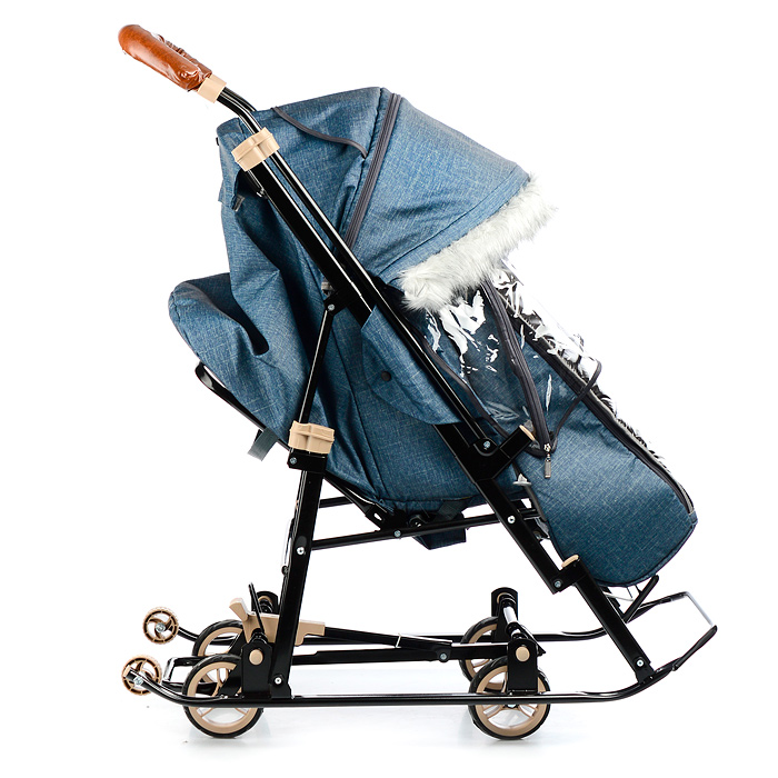 Санки-коляска "Glory gloss" (серо-зеленый)