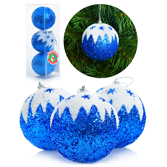 Новогоднее украшение S0447 "Шары" синие, (8см) в коробке