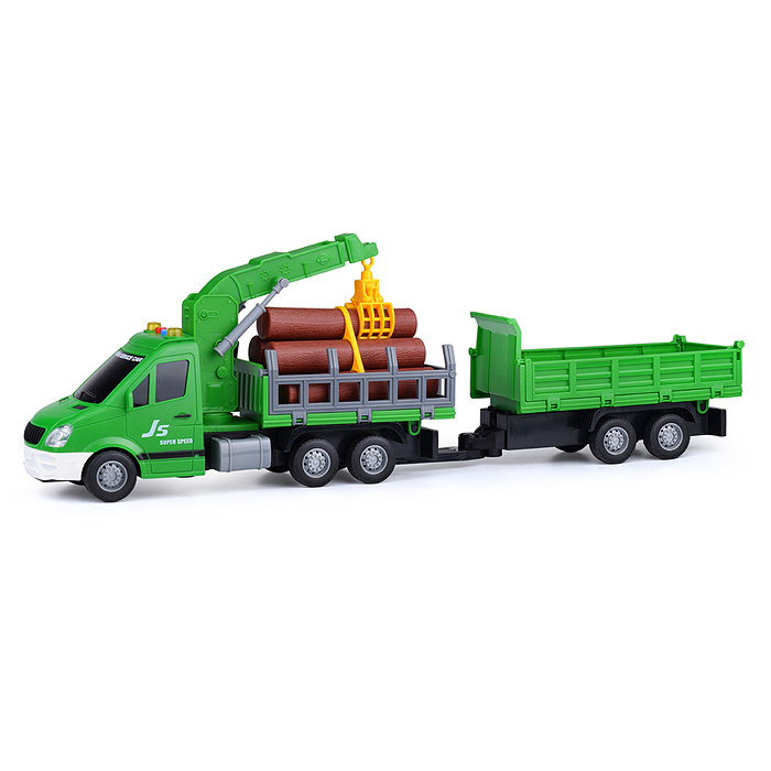 Машина JS155A "Лесовоз" на батарейках, в коробке