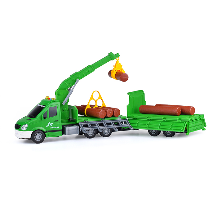 Машина JS155A "Лесовоз" на батарейках, в коробке