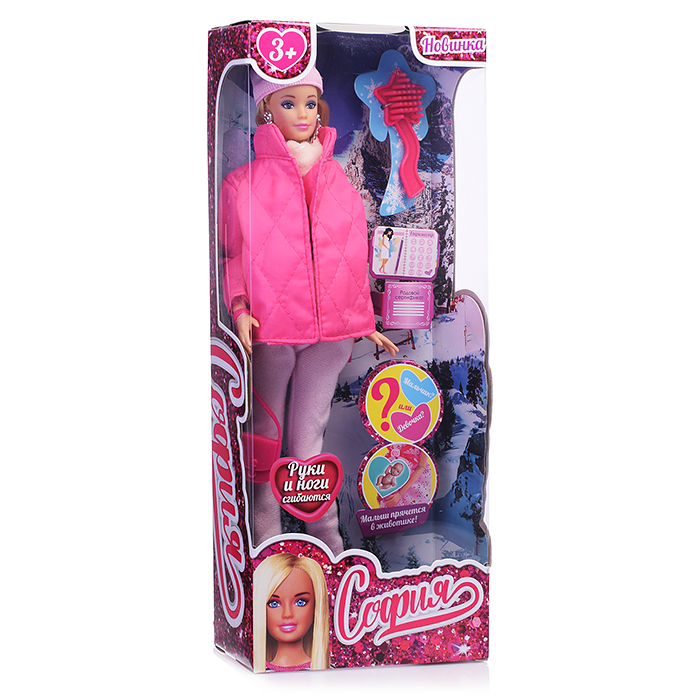 Кукла София 29 см. беременная (руки и ноги сгиб, акс, зимняя одежда) в коробке