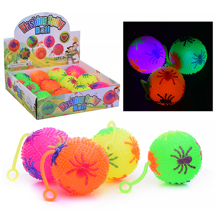 Мяч-ежик 00-1390 "Паучки" со светом, (7,5 см) в коробке Мяч-ежик 00-1390 "Паучки" со светом, (7,5 см) в коробке