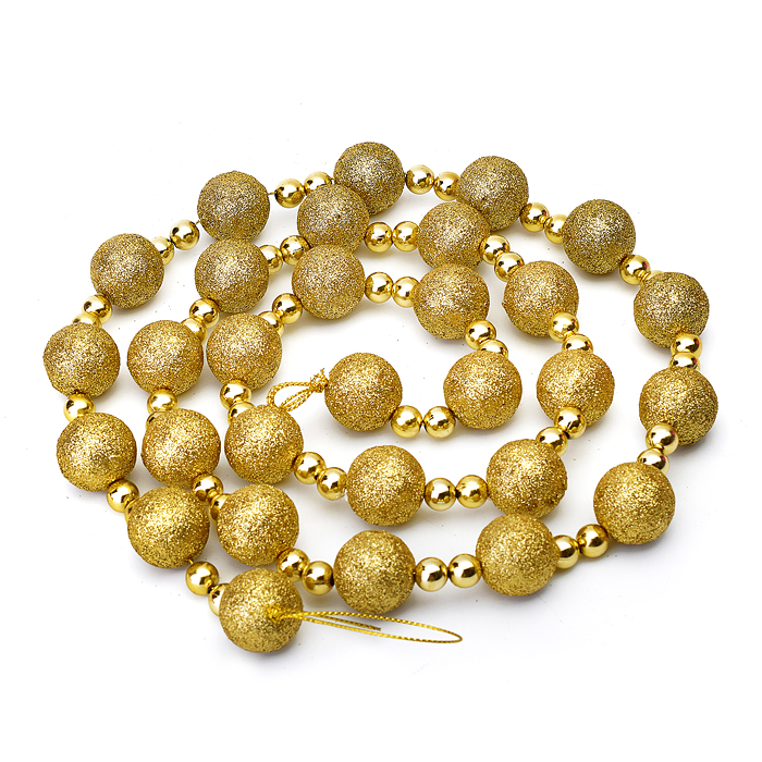 Новогоднее украшение S1765 "Бусы" шарики 120см (золото)