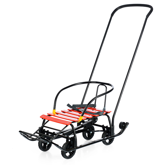 Санки детские "Мишутка-1" Универсал (черный-красный) в коробке