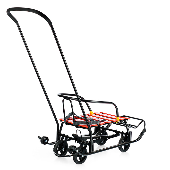 Санки детские "Мишутка-1" Универсал (черный-красный) в коробке