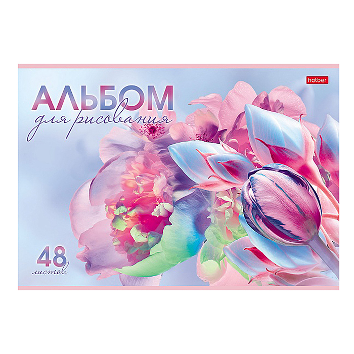 Альбом для рисования 48л. "Грация цветов" А4, на скобе Альбом для рисования 48л. "Грация цветов" А4, на скобе