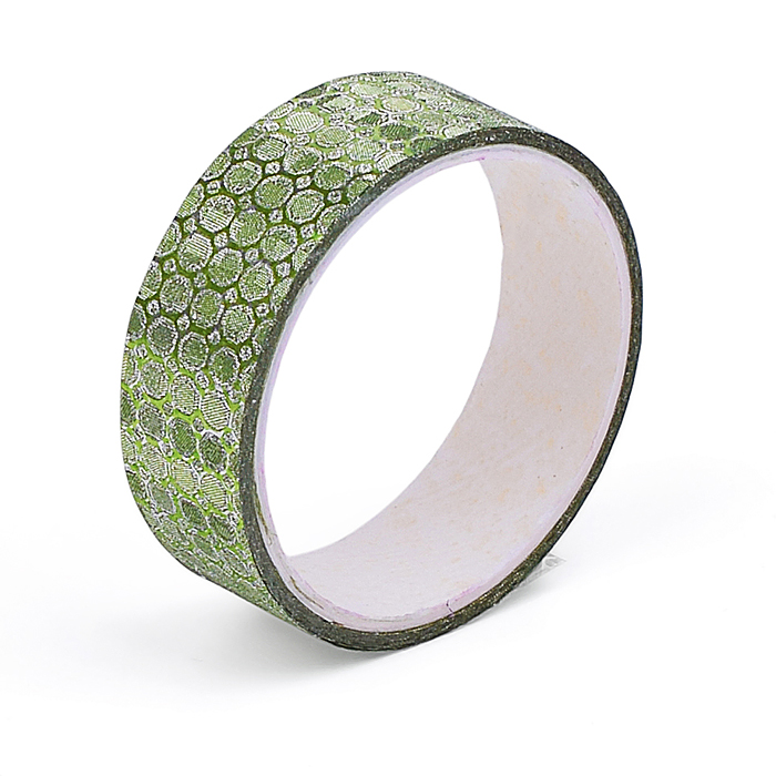 Клейкая лента декоративная блестящая с рисунком, полиэтиленовая основа 13 мкм, 15 ммx3 м, 