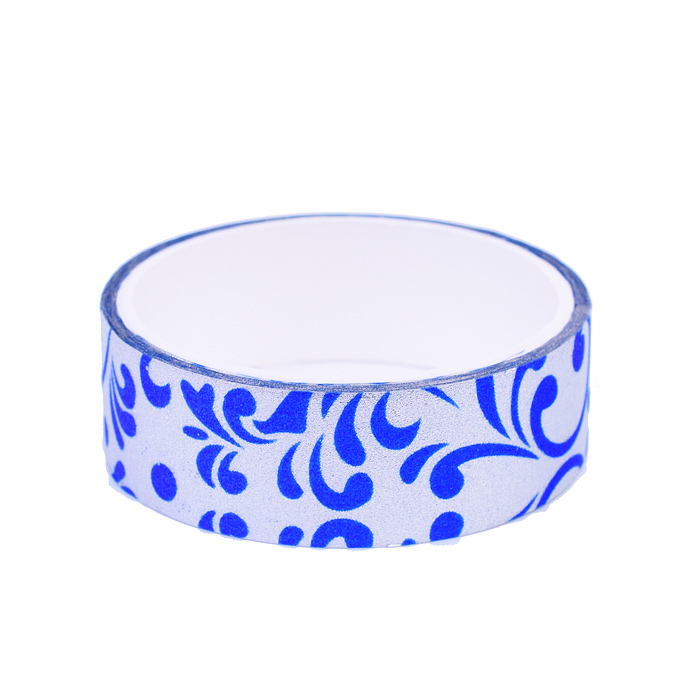 Клейкая лента декоративная блестящая с рисунком, полиэтиленовая основа 13 мкм, 15 ммx3 м, 