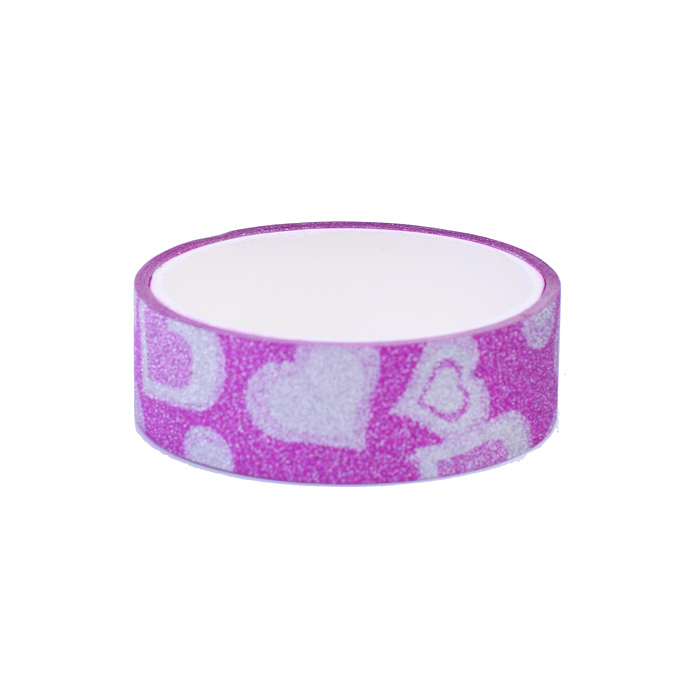 Клейкая лента декоративная блестящая с рисунком, полиэтиленовая основа 13 мкм, 15 ммx3 м, 