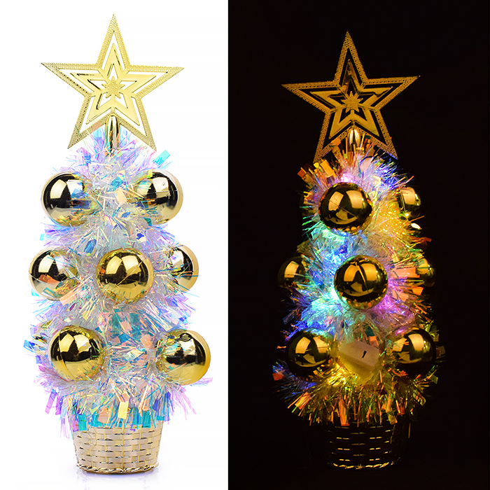 Ель сувенирная, со светом S0934-1 золотые шары, (30см) Ель сувенирная, со светом S0934-1 золотые шары, (30см)